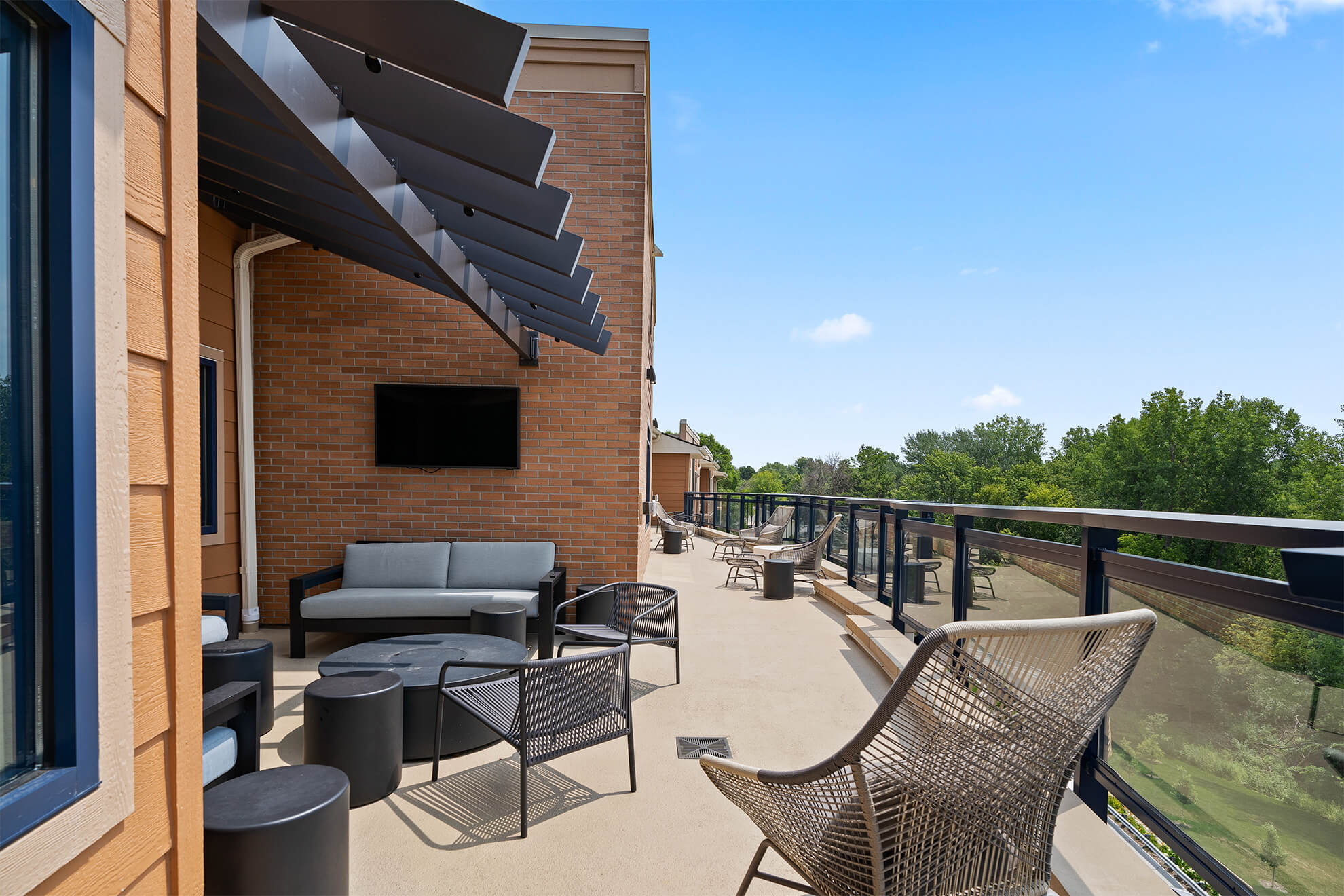 Bathroom with modern design and tile accents