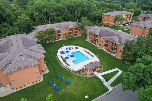 Wide view of Ballantrae Apartments buildings and surrounding area
