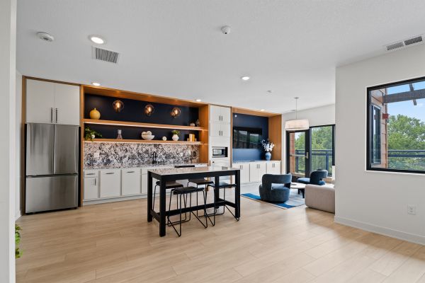 Interior hallway with stylish lighting fixtures